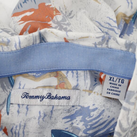 Tommy Bahama Hawaiian Shirt Mens XL surf board Short Sleeve Surfers Print camp - Picture 10 of 11